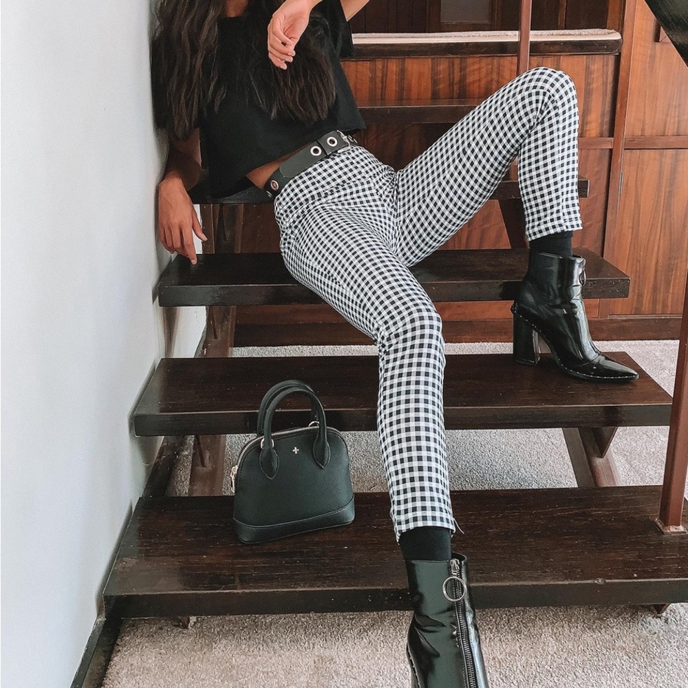 Princess Polly Iggy Gingham Pants Black/White